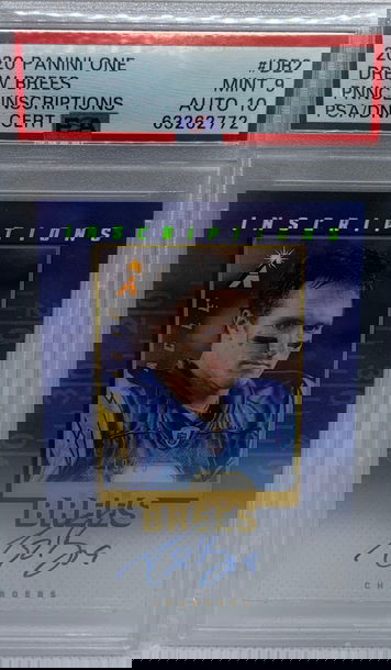 2020 Panini One Drew Brees Inscriptions /25 PSA 9 Auto 10