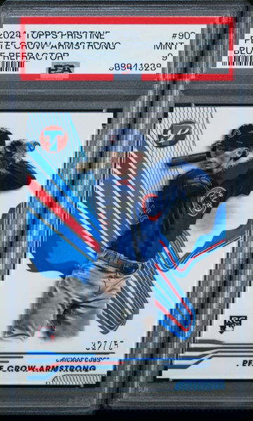 2024 Topps Pristine Pete Crow-Armstrong Blue Refractor /75 RC Rookie PSA 9 #90