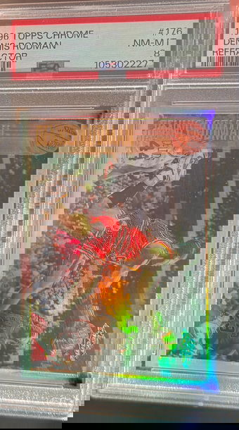 1996 Topps Chrome Dennis Rodman Refractor PSA 8 Jordan Shadow