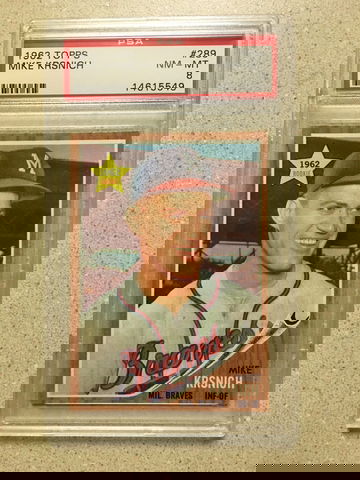 1962 Topps #289 Mike Krsnich PSA 8 NM-MT BRAVES ROOKIE