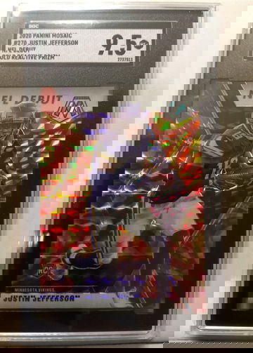 2020 Mosaic  Justin Jefferson Gold Reactive NFL Debut RC. SGC 9.5