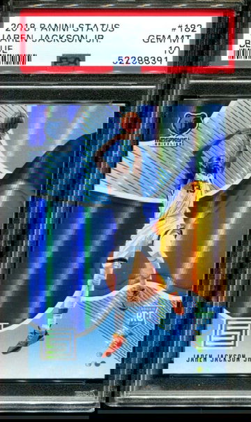 2018 panini status #182 jaren jackson jr. rc; blue foil psa 10 - team color version