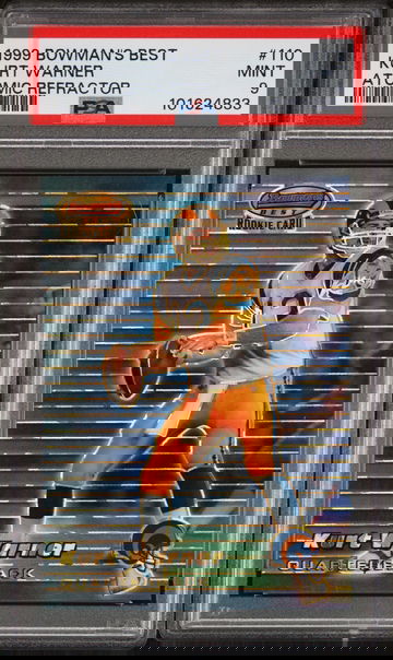 1999 Bowman's Best Kurt Warner Atomic Refractor #110 PSA 9