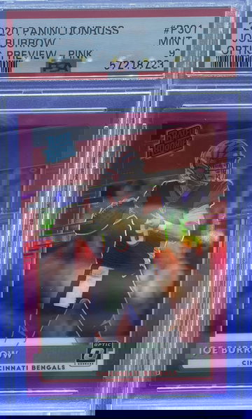 2020 Panini Donruss Optic Preview Joe Burrow Prizm Pink Holo RC PSA 9 Mint SP