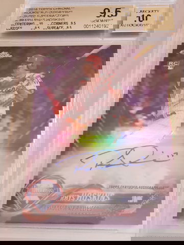 RHYS HOSKINS 2018 TOPPS CHROME PURPLE AUTO #'D 18/250 BGS 9.5/10