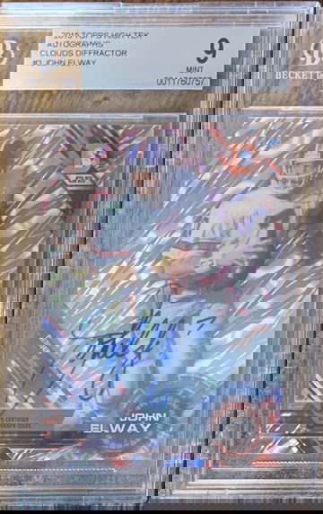 2015 Topps High Tek John Elway Auto Clouds Diffractor /25 BGS 9 ON-Card auto