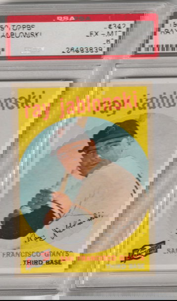 1959 Topps #342 Ray Jablonski, PSA 6 (Excellent-Mint)