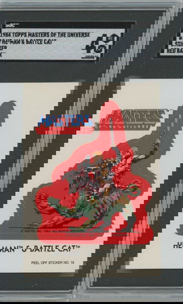 1984 Topps Masters of the Universe He-Man & Battle Cat Sticker Red Back #19 SGC 4