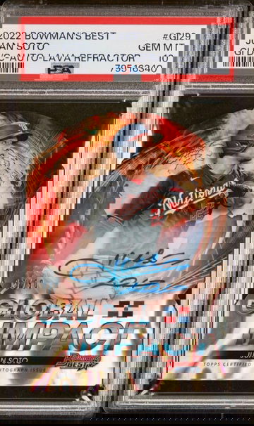 2022 Bowman’s Best Juan Soto Global Impact Auto Lava Refractor /50 PSA 10 Gem Mint