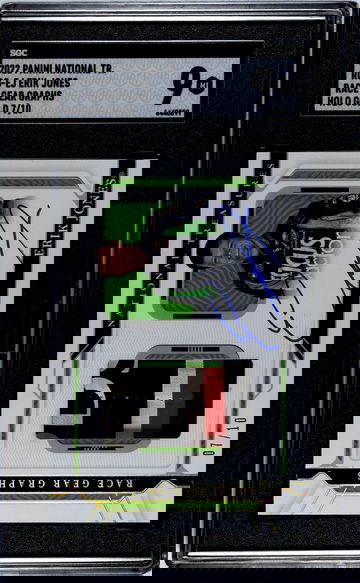 2022 Panini National Treasures #RGG-EJ Erik Jones Race Gear Graphs Holo Gold /10 SGC 9