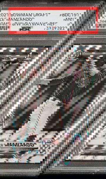 Kyle Manzardo 2021 Bowman Draft Black & White Raywave Refractor PSA 9 MINT BDC-191