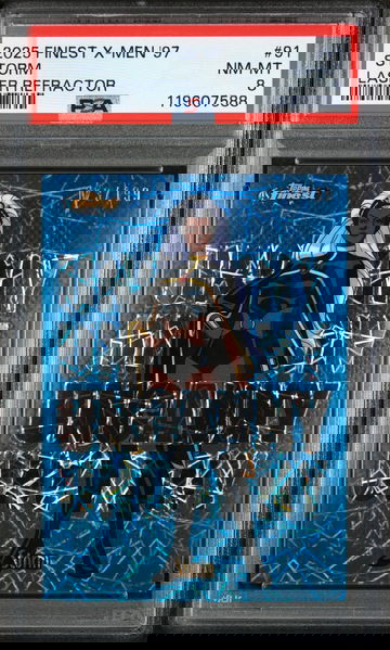 2025 Topps Finest X-Men '97 Laser Refractor Storm #91 SP /199 PSA 8