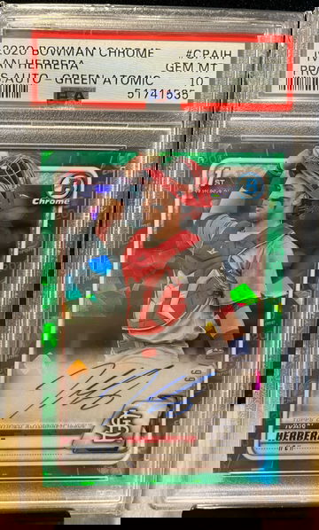 Ivan Herrera 2020 Bowman Chrome Auto Green Atomic 58/99 PSA 10