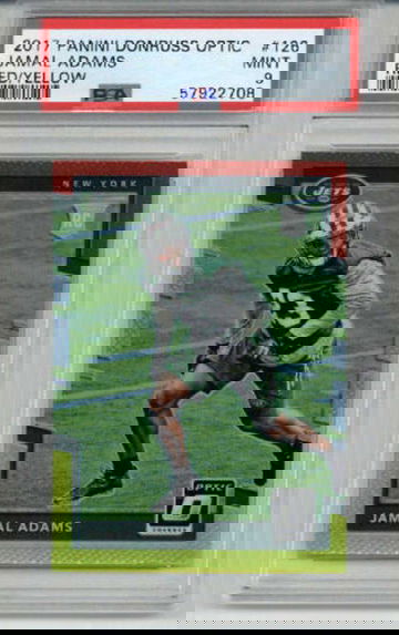 2017 PANINI DONRUSS OPTIC RED/YELLOW JAMAL ADAMS ROOKIE RC CARD JETS PSA 9 POP 9