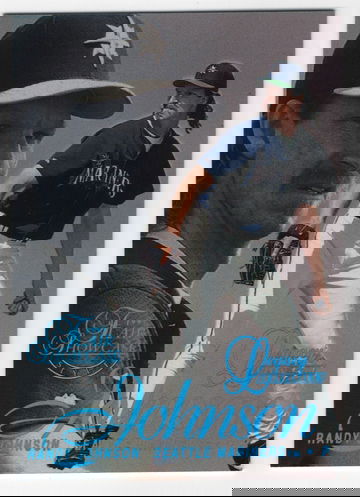 1997 FLAIR SHOWCASE LEGACY COLLECTION ROW 2 - 072 OF 100 # 20 RANDY JOHNSON HOF