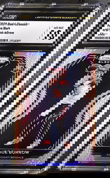 2020 Panini Prizm Black Joe Burrow Rookie Silver CSG 10