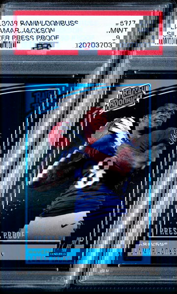 2018 Donruss Lamar Jackson RC Silver Press Proof /100 PSA 9 (POP 16)