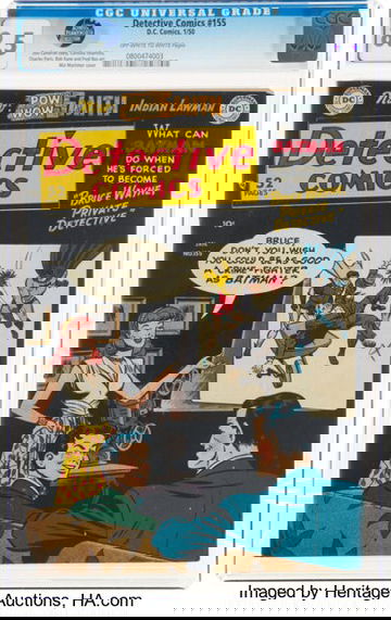 DETECTIVE COMICS #155 * DC * 1950 * ALFRED PENNYWORTH COLLECTION! * CGC 8.5 * OFF WHITE TO WHITE * 3RD HIGHEST