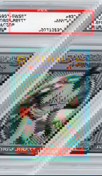 1993 TOPPS FINEST REFRACTOR #63 GEORGE BRETT GRADED PSA 9 MINT