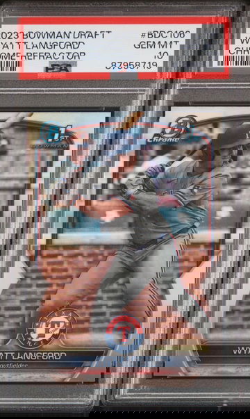 Wyatt Langford 2023 Bowman Chrome Draft 1st Refractor RC BDC-106 PSA 10