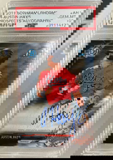 2017 Bowman Chrome Austin Hays Prospect Autographs PSA 10