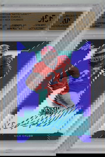 2018 Leaf Metal Draft Prismatic Purple Auto /25 Nick Chubb BGS 9.5 w 10 Autograph  Pop 1!!!