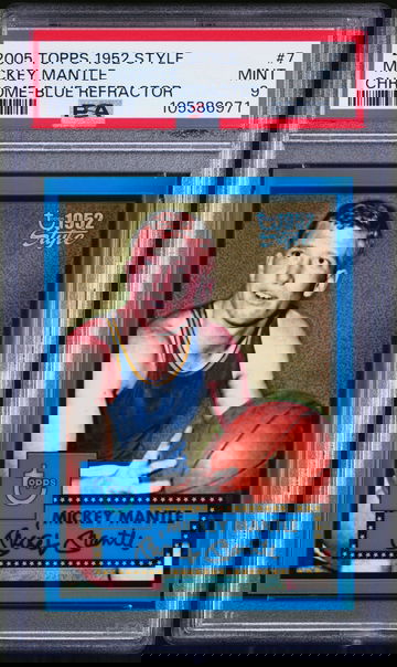 Mickey Mantle 2005 Topps 1952 Style Chrome Blue Refractor /149 PSA 9