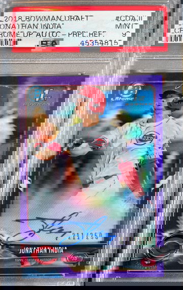 Jonathan India 2018 Bowman Chrome Auto Purple /250 PSA 9