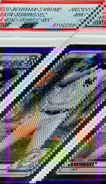 2020 BOWMAN CHROME JASSON DOMINGUEZ MEGA BOX - PURPLE REF/250 #ВСР243 PSA 9 MINT