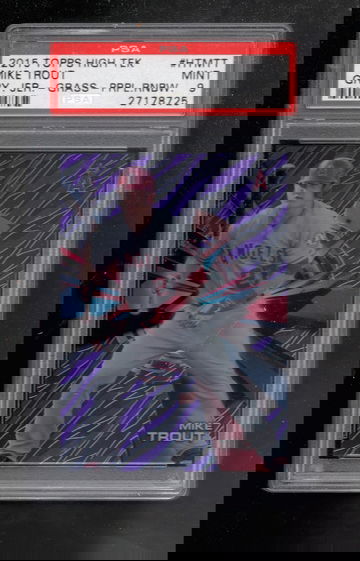 2015 Topps High Tek HTMTT Mike Trout Gray Jersey - Grass - Purple Rainbow LOW POP PSA 9 MINT