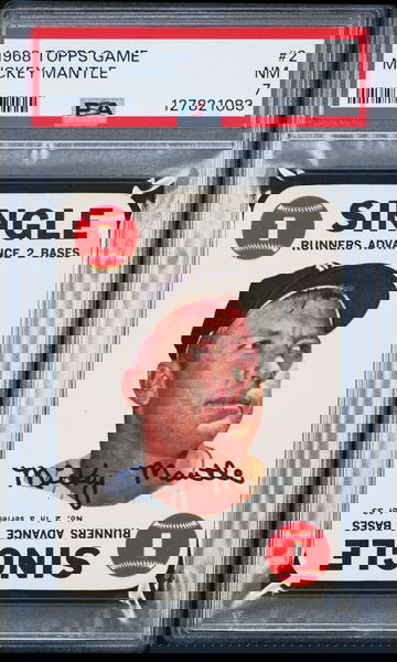 1968 TOPPS GAME #2 MICKEY MANTLE NEW PSA 7 