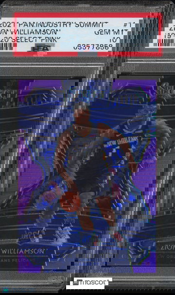 '19-20 Select Pink Zion Williamson #1 Rookie Pink Prizm #/10 Summit RC PSA 10