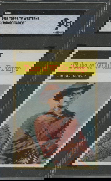 1958 Topps TV Westerns #60 Tales of Wells Fargo Rugged Rider SGC 9 Mint