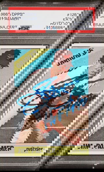 1966 Topps Jim Palmer RC Rookie Card Signed PSA/DNA 5 Auto 10 HOF InscriptionOpens in a new window or tab