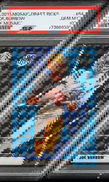 2021 Panini Mosaic Draft Picks Joe Burrow Blue Prizm LSU Tigers 43/75 SSP PSA 10 Gem Mint