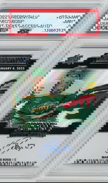 MARCO ROSSI 2022-23 Upper Deck Credentials Debut Ticket Access Auto Rc #62/199 PSA 9