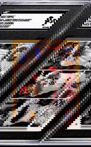 2023 Topps #246 Judge/Trout/Alvarez Lg. Leaders, Gold /2023 SGC 9