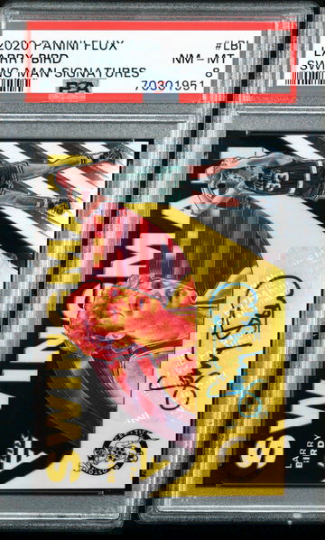 2020-21 Panini Flux Larry Bird Swingman Auto Insert Boston Celtics PSA 8 NM-HOF