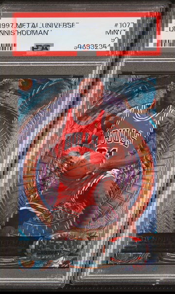 1997 DENNIS RODMAN METAL UNIVERSE #107 PSA 9 BK.A2.41