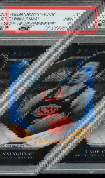 2021-22 Prizm Draft CADE CUNNINGHAM Brilliance RC BLUE SHIMMER PRIZM /13 FOTL PSA 9 Mint