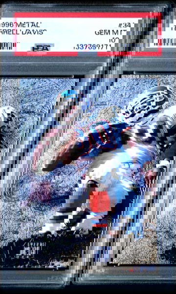 1996 Metal #34 Terrell Davis PSA 10 Denver Broncos Pop 14