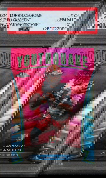 2024 Topps Chrome Youthquake Pink Refractor Jayden Daniels #Y-3 RC PSA 10