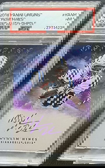 2018 ORIGINS NYHEIM HINES ROOKIE AUTO PURPLE # 14/32 - PSA 7