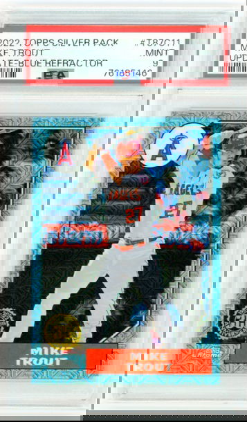 2022 Topps Silver Pack #T87C11 Mike Trout Update-Blue Refractor PSA 9 MINT!