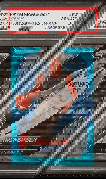 2022 Panini Prizm Monopoly Prizm All-Stars Teal Wave Luka Doncic #PS1 PSA 8