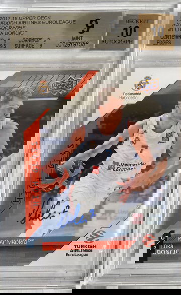2017-18 Upper Deck Turkish Airlines Luka Doncic RC Rookie Auto High Gloss SSP BGS 9 Auto 10
