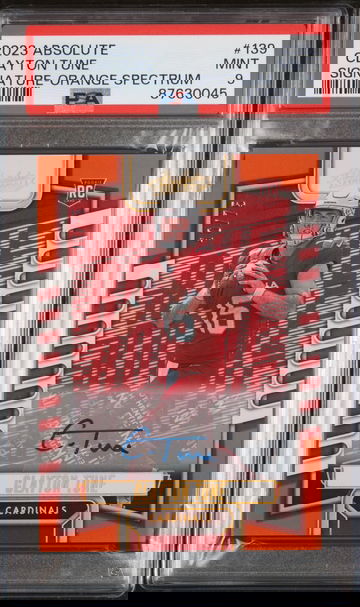 2023 Panini Absolute Orange Spectrum Clayton Tune #139 RC Auto /75 PSA 9