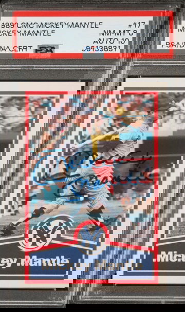 1989 MICKEY MANTLE CMC 10 Autograph PSA 8