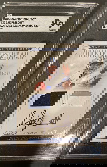 2016 National Treasures Dak Prescott Rookie Gear SGC 9