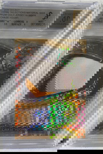 2020 Select Prime Selections Material Signatures Chase Young RPA Serial# 9/10.  BGS 9/10 POP 1! Rookie RPA